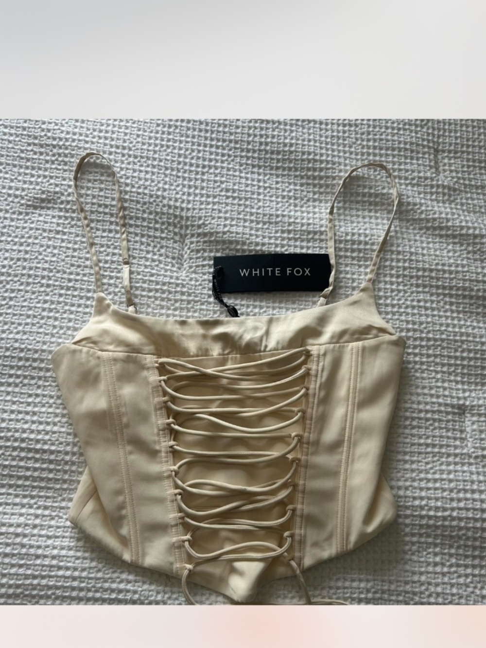 White Fox Tie Corset Top Cream - NWOT Size S